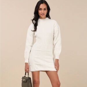 Lulu's Chic Cream Knit Dress